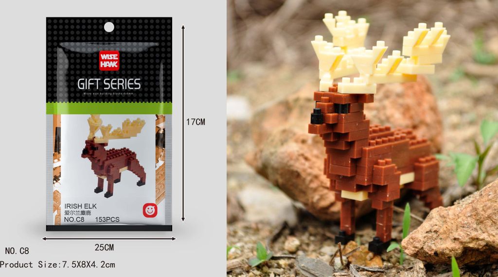 Irischer Elch Figur Bausteine Modell LNO Micro-Bricks