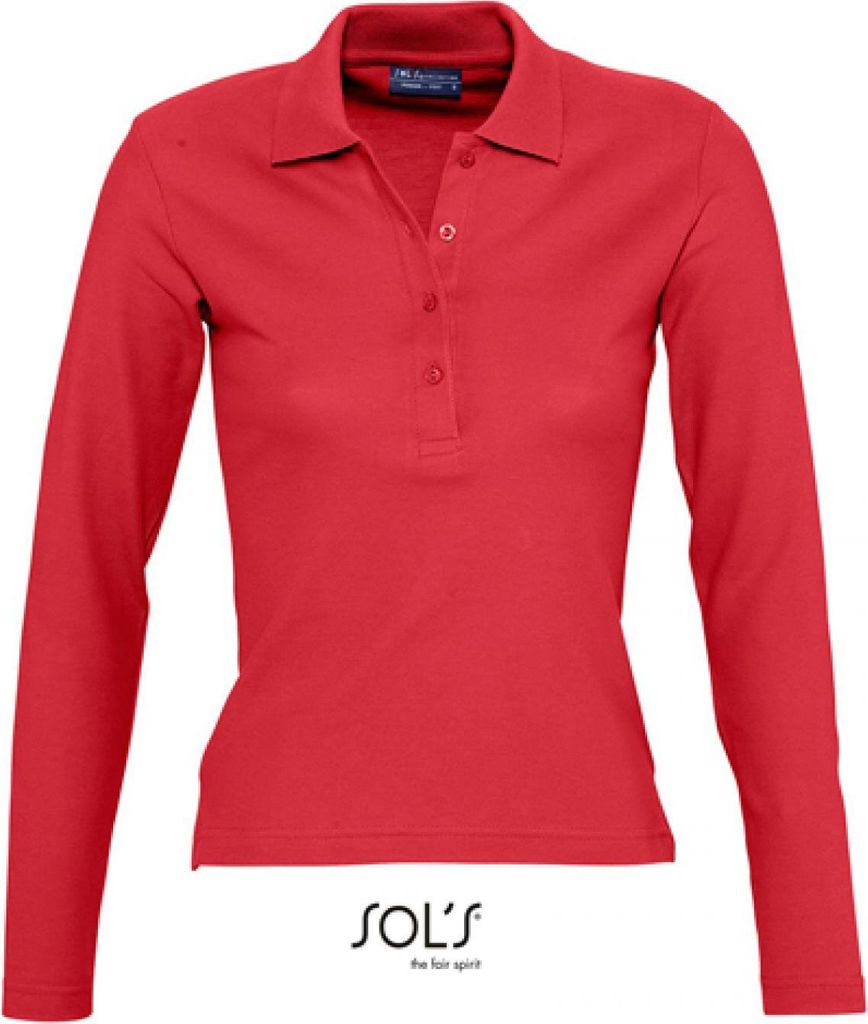 SOLs 11317 | Damen Longsleeve Poloshirt Podium / Vier Knöpfe - Farbe: Red - Größe: S