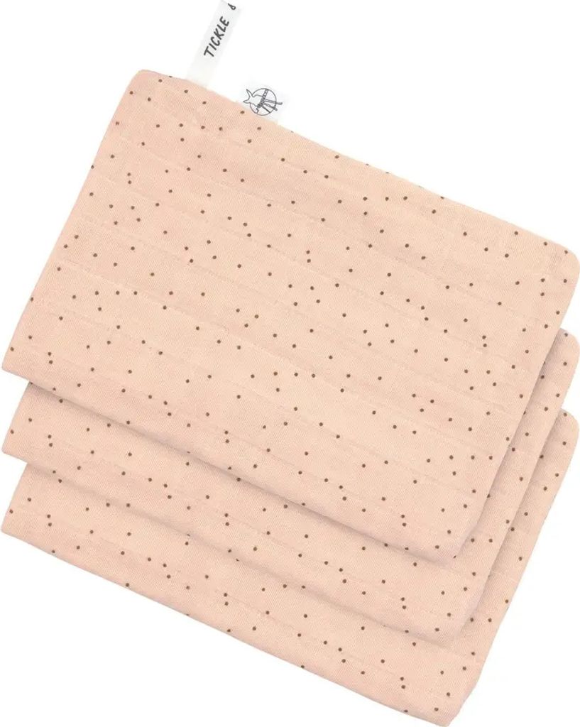 Lässig Musselin Waschhandschuh dots peach rose