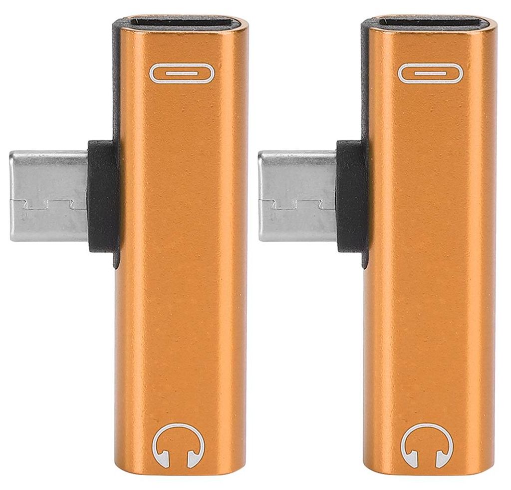 2 Stücke 2 in 1 Rollenmaschinenlinie Typc auf 3,5 mm Assist Audio Kabel Draht Ladegerät Headset Verteiler Adapter (d'or)