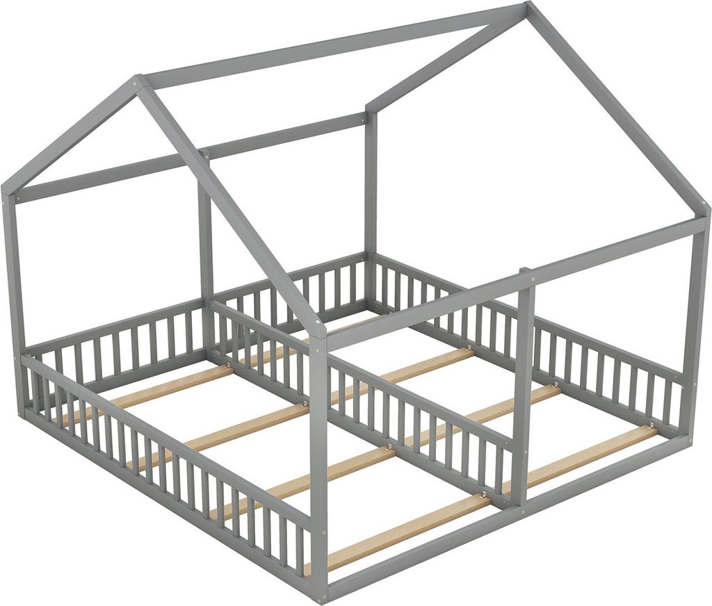 90 x 200 Einzelbetten,Kinderbett(Grau) flache Betten, Hausmodelle, 2-in-1-Betten(ETA:12/8)