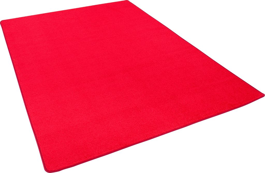 Trend Velours Teppich Kurzflor Modern Pflegeleicht Einfarbig, Größe:200x300 cm, Farbe:Knallrot
