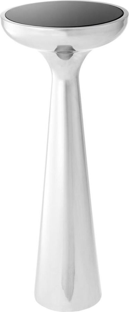 Casa Padrino Luxus Edelstahl Beistelltisch mit Glasplatte Silber / Schwarz Ø 29 x H. 71,5 cm - Hotel Möbel