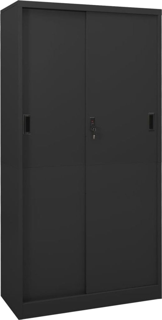 The Living Store Büroschrank mit Schiebetür Anthrazit 90x40x180 cm Stahl
