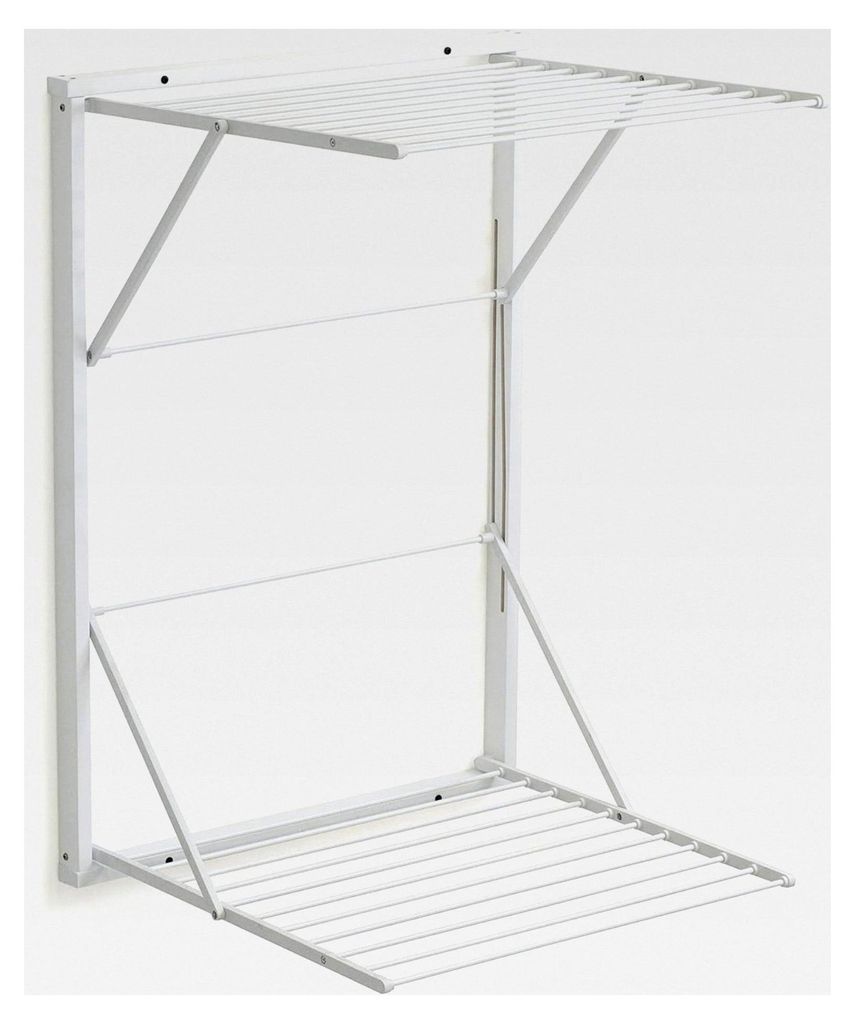 Wäscheständer Koral, Holz - abschließbar - 13 m ausziehbar - Weißes Finish