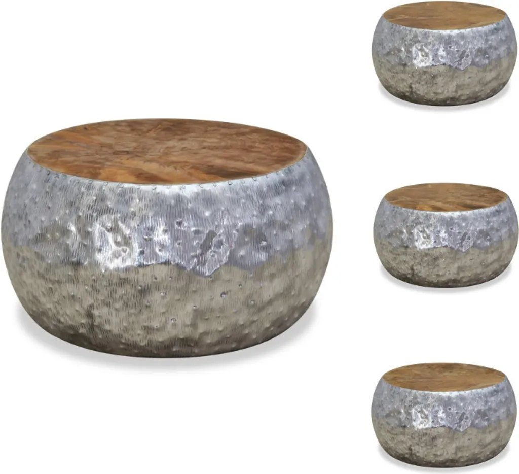 Petite table basse vidaXL en teck massif et cadre aluminium robuste 60cm