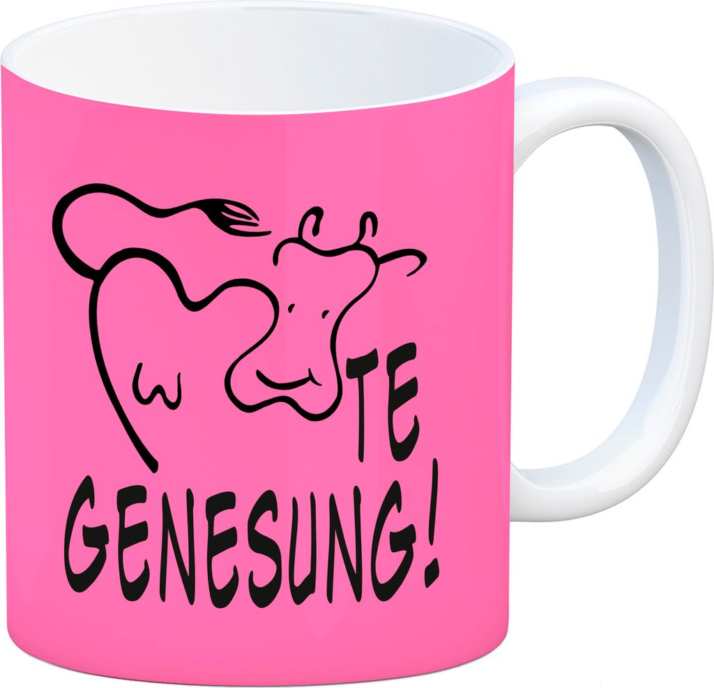 KUHte Genesung Kaffeebecher mit Kuh Motiv in pink