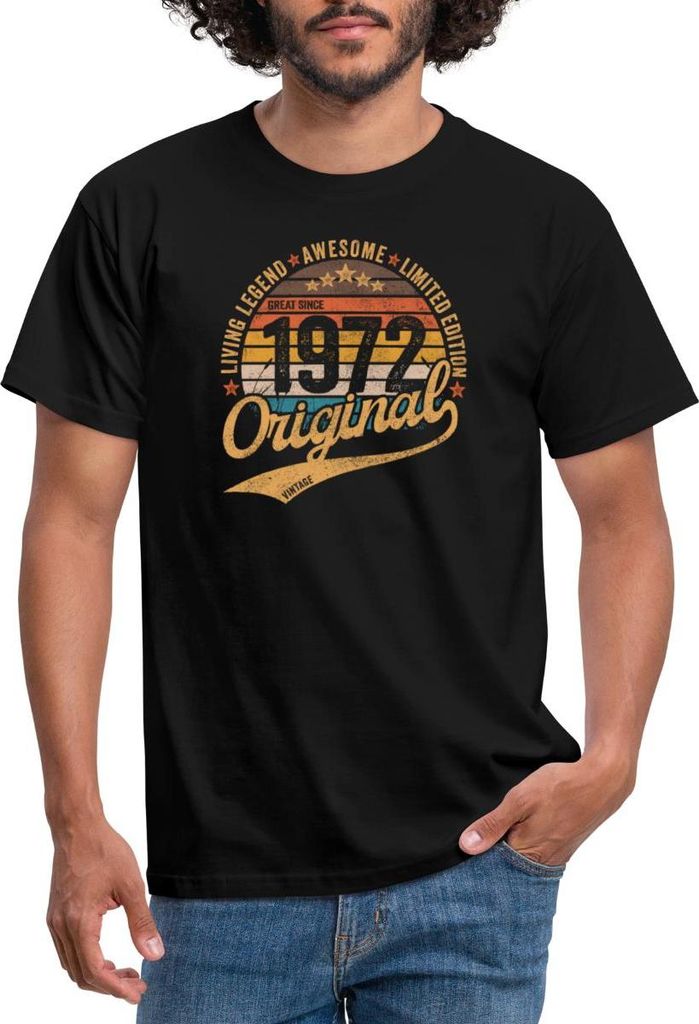 Spreadshirt Jahrgang 1972 50. Geburtstag Geschenk Vintage Limited Edition Männer T-Shirt, 3XL, Schwarz
