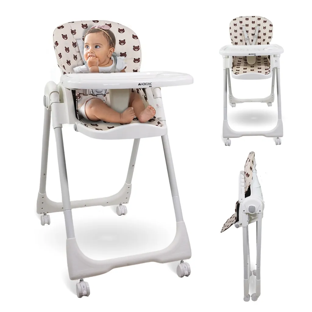 Mobiclinic Simba Chaise Haute Bébé Pliable avec Roues et Freins Sécurisés