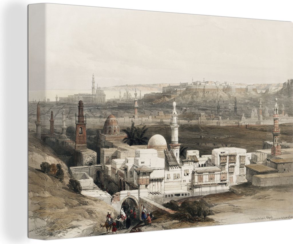 OneMillionCanvasses - Leinwandbilder - 140x90 cm, Das Tor von Citzenib mit Blick auf die Wüste von Suez Kairo - David Roberts, Wandbilder Kunstd...