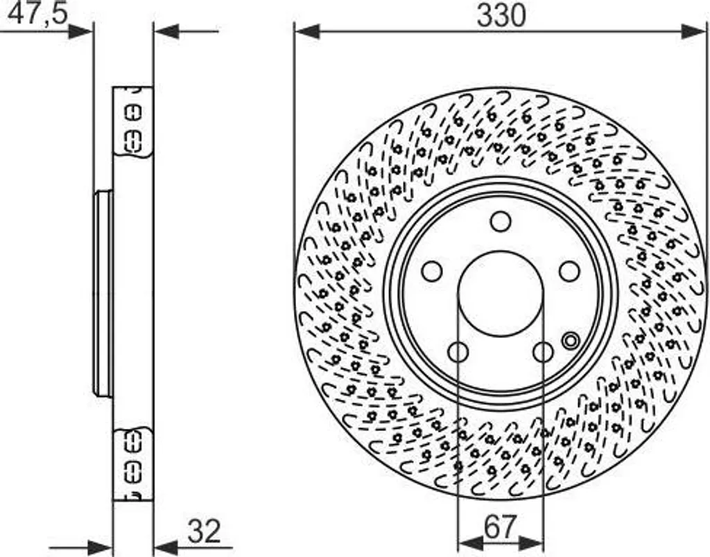 Disque de Frein Ventilé Bosch pour Mercedes Classe E W211 et S211