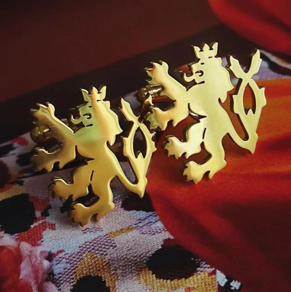 Boutons de manchette Lion tchèque or massif pour chemise de luxe