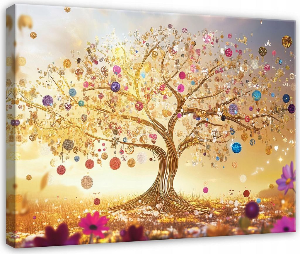 Bilder Wohnzimmer Schlafzimmer - 60x40 cm - Leinwandbilder - Wandbilder XXL - Wanddekoration - Leinwandbild Abstrakt Baum Bunt