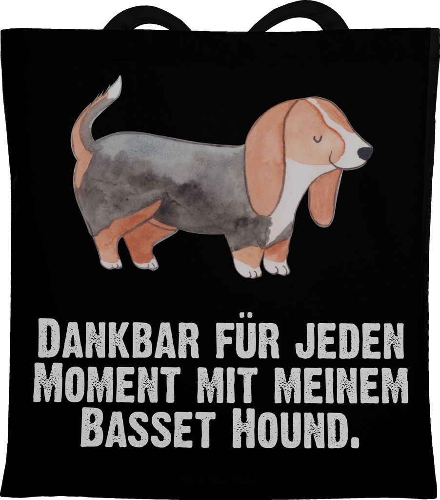 Mr. & Mrs. Panda dokumententasche Basset Hound Moment - Schwarz - Geschenk, Schultasche, Einkaufstasche, campus tasche, Tote Bag, Laptoptasche