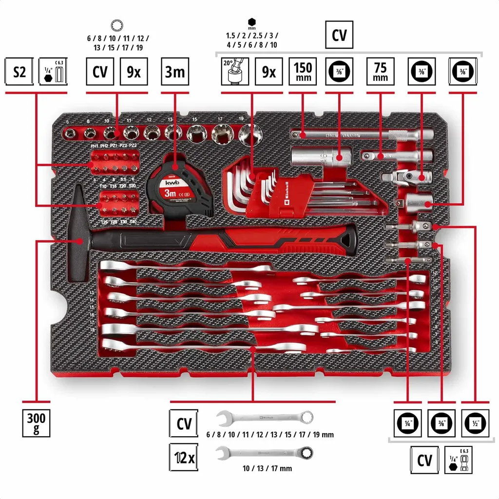 Mallette d'outils 80 pièces compatible E-Case avec rangement mousse EVA - 2