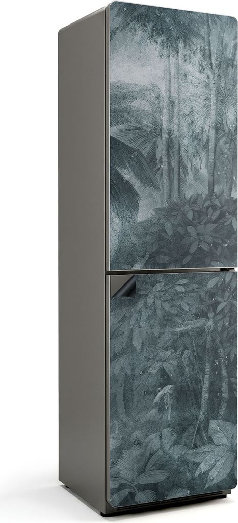 Tropische Pflanzen im Nebel – Magnetische Kühlschrank Abdeckung – Dekorfolie magnetisch Küche – Kühlschrank Magnet Deko – selbstklebende...