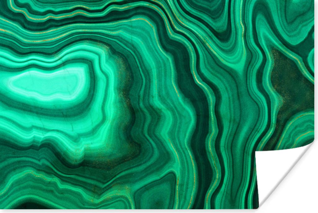 MuchoWow Poster Geode - Grün - Achat - Steine 90x60 cm - Schlafzimmer