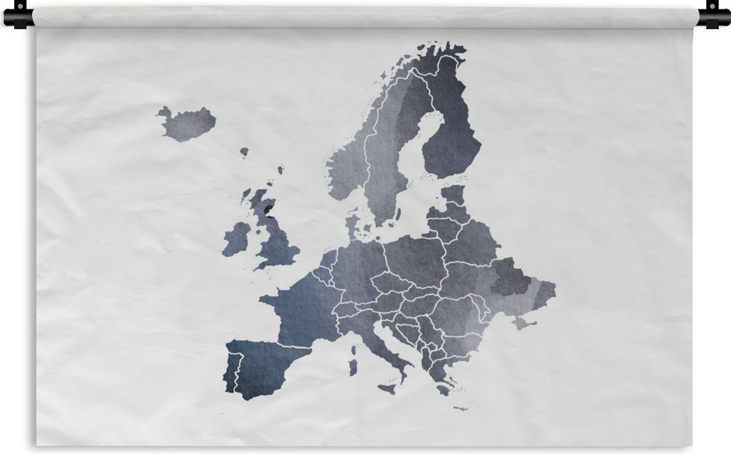 MuchoWow Wandteppich Wandbehang Karte - Europa - Aquarell 90x60 cm Tapisserie Dekoration Wandtuch - Wandskulpturen - Bildteppich