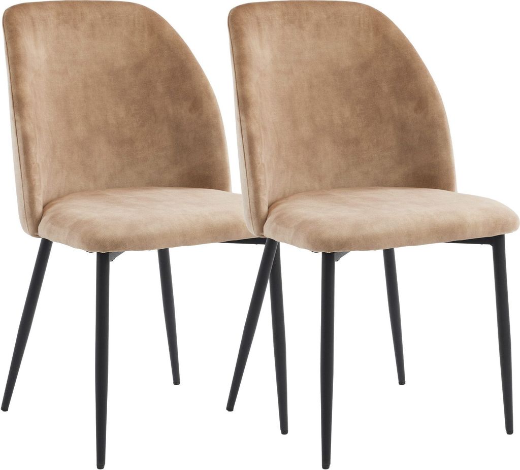 Esszimmerstühle (2 st) mit Rückenlehne Küchenstuhl Esszimmerstuhl Ergonomischer Stuhl Wohnzimmerstuhl Metall Stuhlbeine Hellbraun Samt