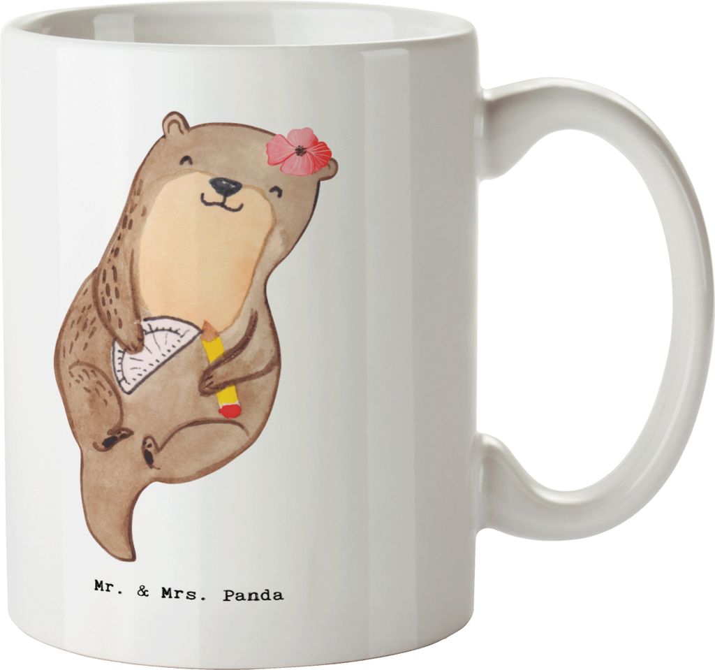 Mr. & Mrs. Panda Tasse Technische Produktdesignerin Herz - Weiß - Geschenk, Geschenktasse, Trinkbecher, Teetasse, haferl, Kaffeebecher