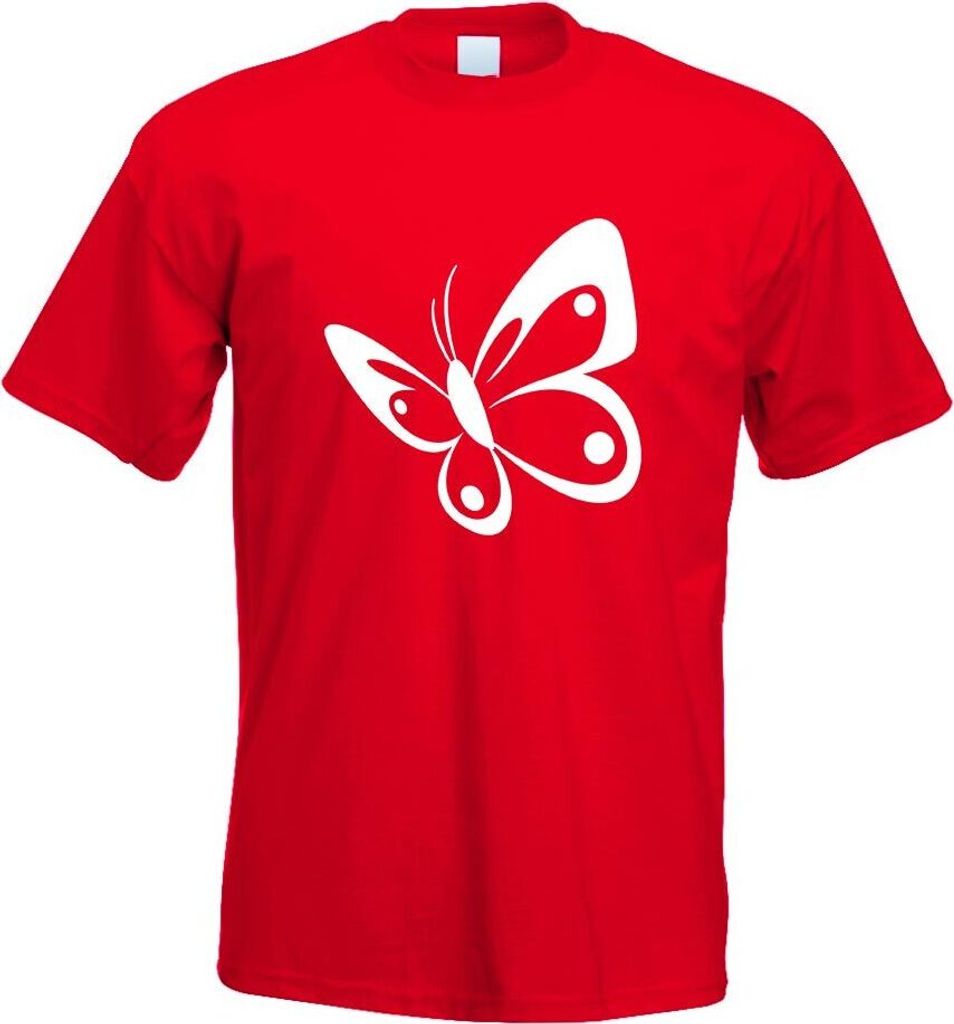 Kiwistar - T-Shirt - rot - Schmetterling Motiv 3 Motiv Bedruckt Funshirt Design Print - mit Motiv Bedruckt - Funshirt Design - Sport - Freizeit - H...