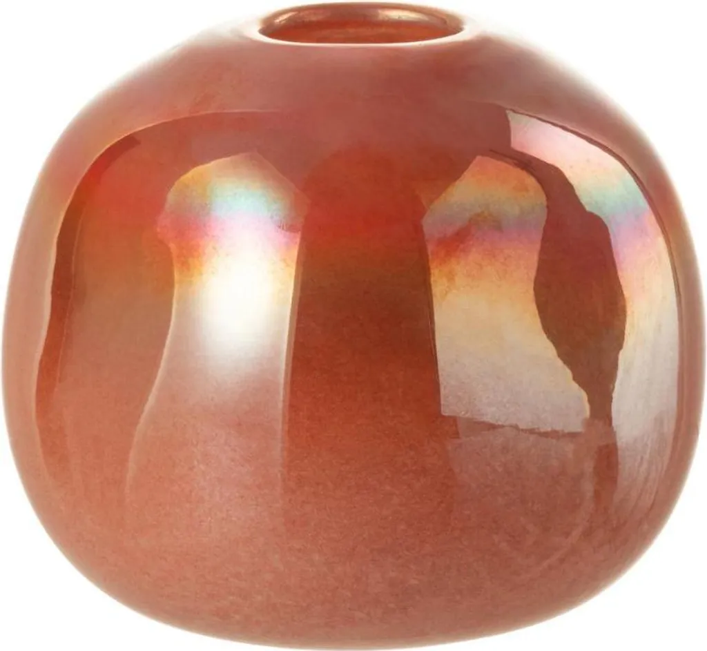 Vase Boule J-Line Rouge Corail - Verre Brillant Format Compact 15cm