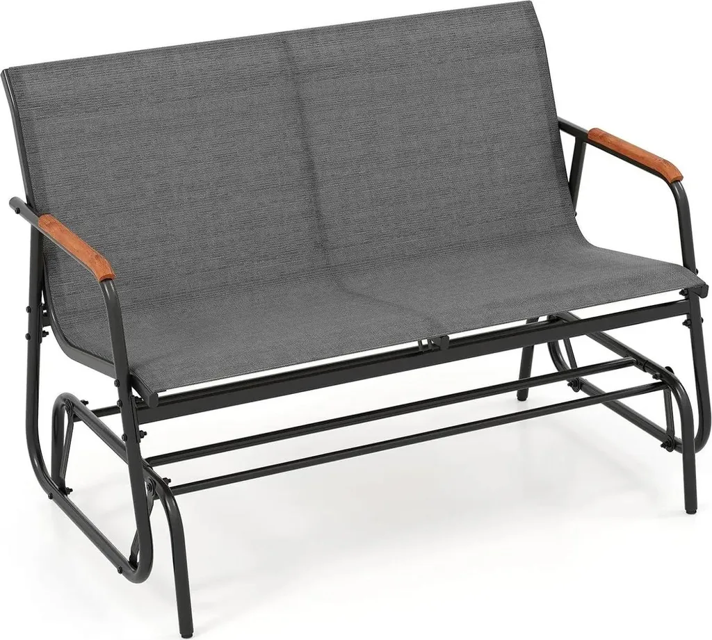 Banc de jardin avec fonction glisse assise respirante en métal gris