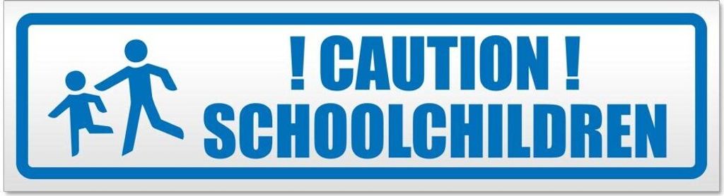Kiwistar - Autoaufkleber - Blau - 45 x 12 cm - Caution schoolchildren - Hinweis Aufkleber Sticker für Auto, Kfz, Fahrrad, PKW, LKW