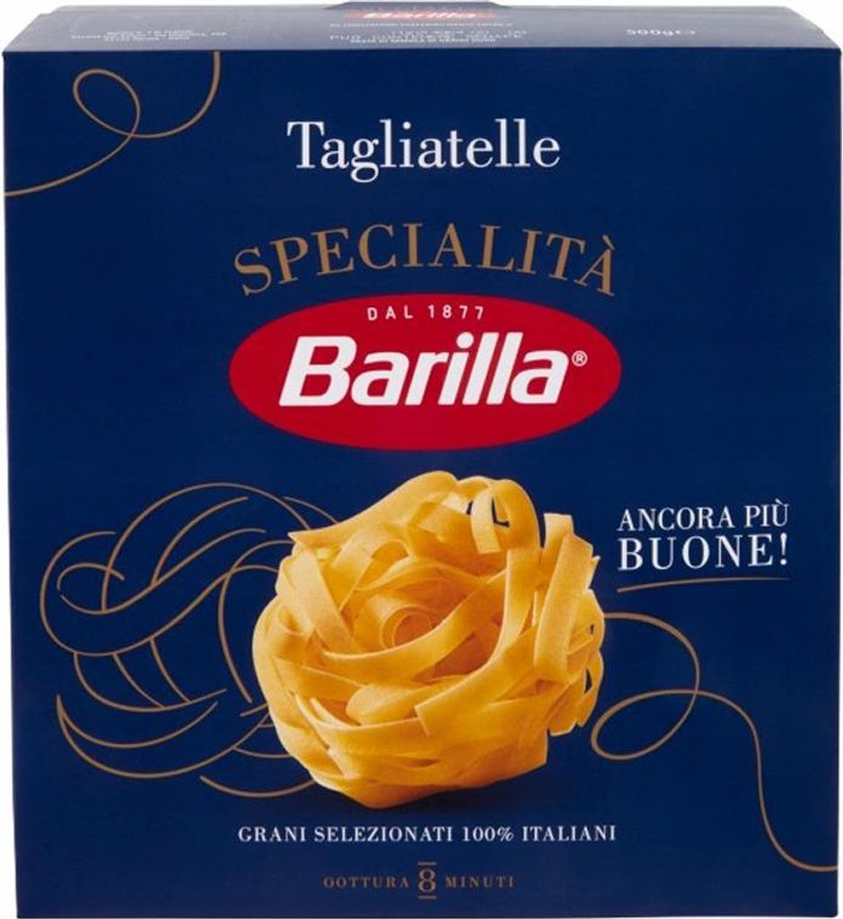A box of Barilla Tagliatelle pasta.