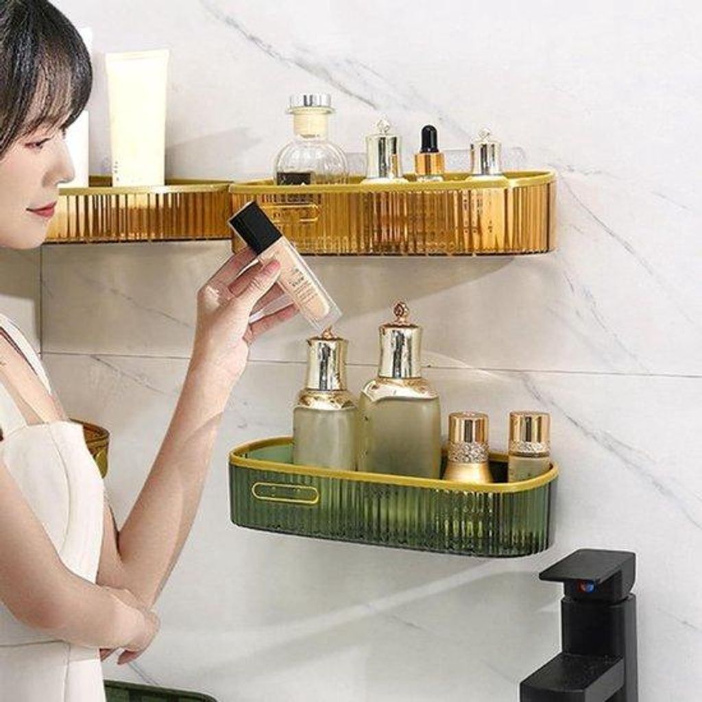 Badkamer-Organizer für Kosmetik und Shampoo - A-Grün - Wandhalterung ohne Bohren