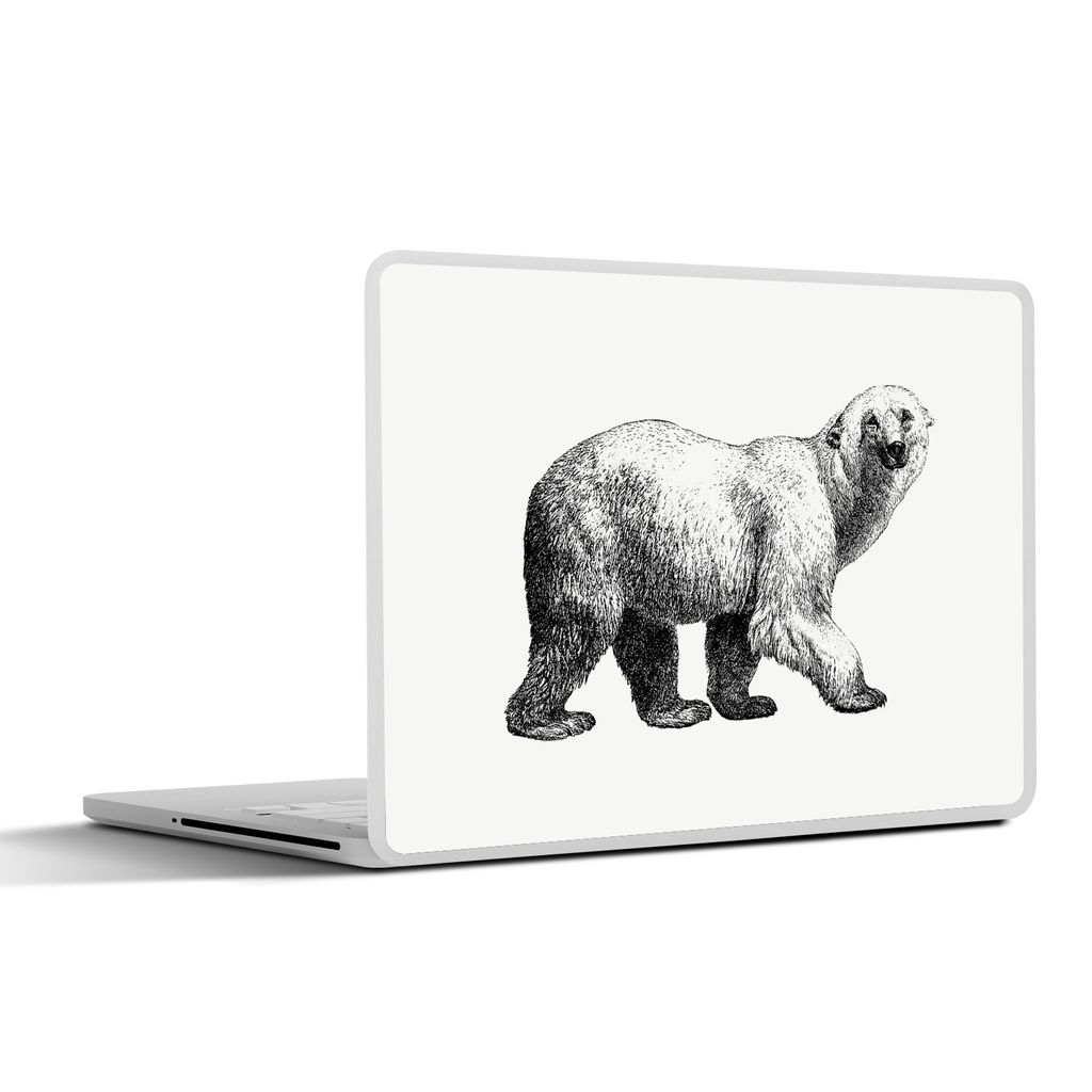 MuchoWow Laptop Aufkleber Sticker Cover Vintage - Eisbär - Tiere 25x18 cm - Laptop-Deko