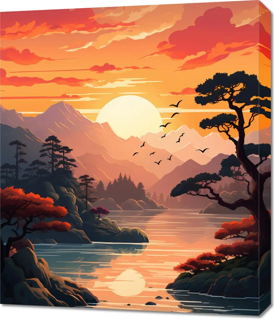 Quadro 60x70 cm Tramonto dorato