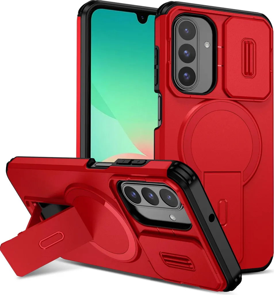 Custodia Rossa Samsung A26 con Supporto Video e Slide Camera