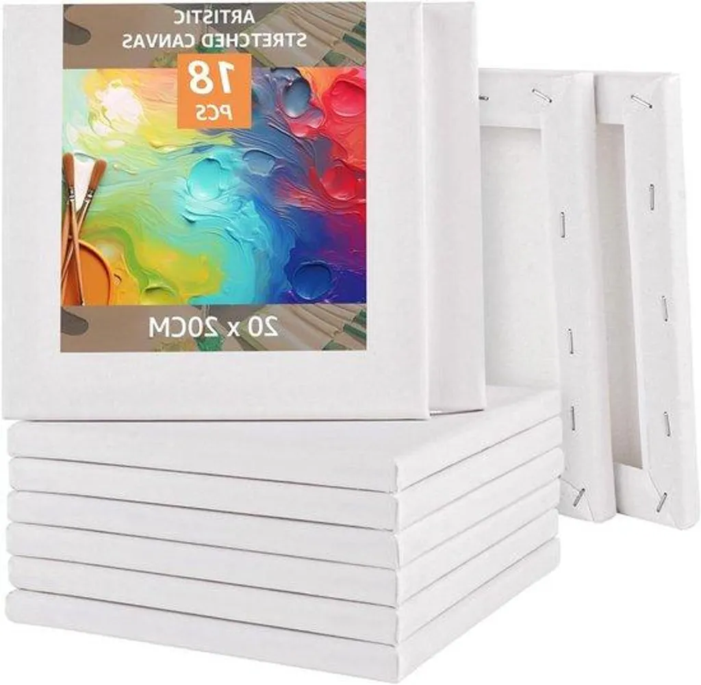 Set Artistique 18 Toiles de Peinture en Coton Blanc sans Acide Format A4
