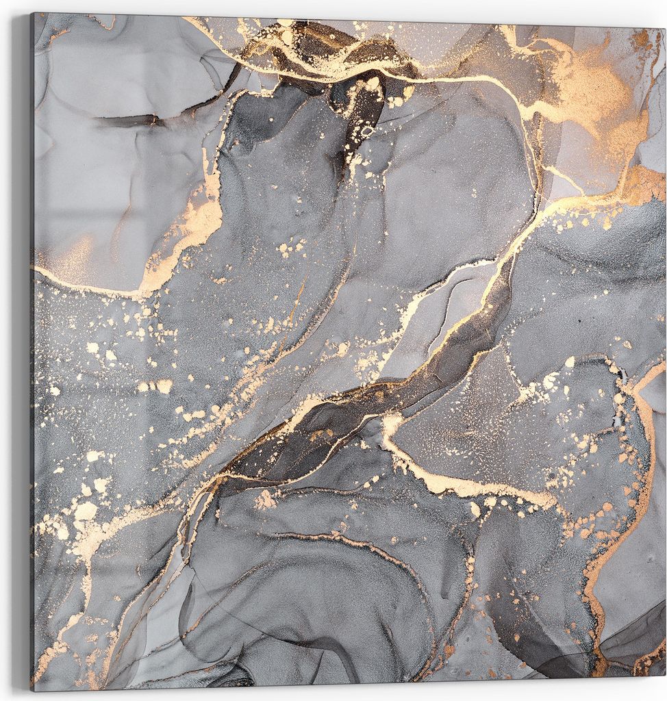 DEQORI Glasbild Echtglas 50x50 cm 'Elegantes Marmormuster' Wandbild Bild modern Deko