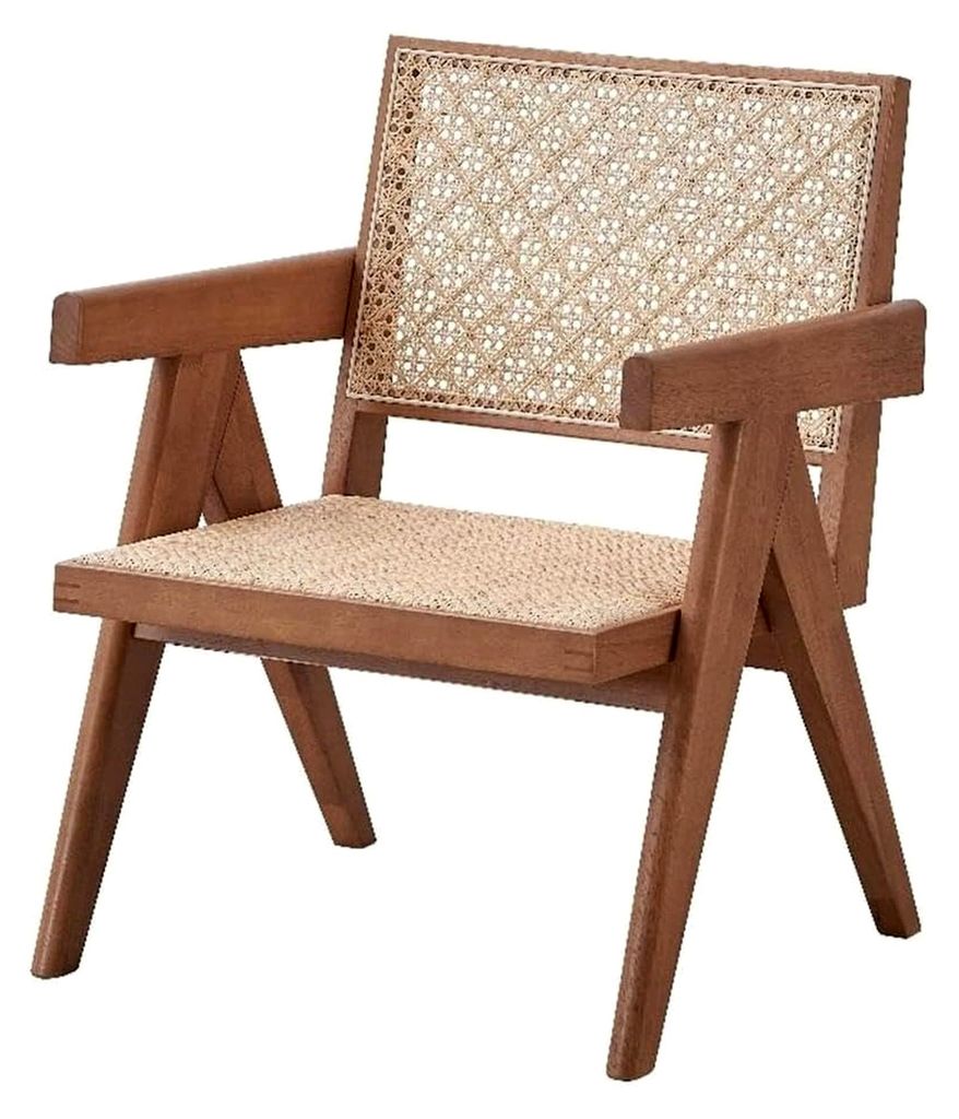 Velentina Stuhl aus Rattan und Holz, quadratisch, in Naturfarben