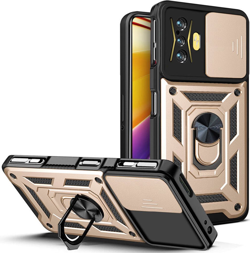 Redmi K50 Gaming Hülle mit Ring Ständer Halter Dia Kameraschutz TPU PC Schutzhülle für Xiaomi Redmi K50 Gaming Gold