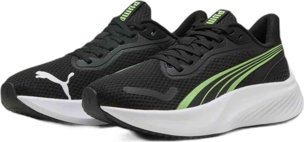 PUMA Pounce Lite Jr Kinder Sportschuhe Sneaker Laufschuhe 401512 05 schwarz-grün, Schuhgröße:38 EU