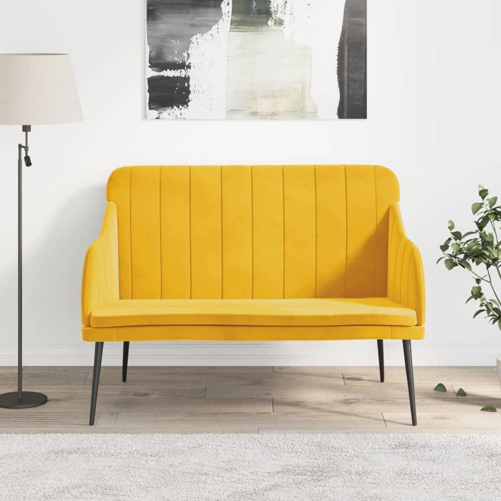 The Living Store Sitzbank Gelb 110x76x80 cm Samt