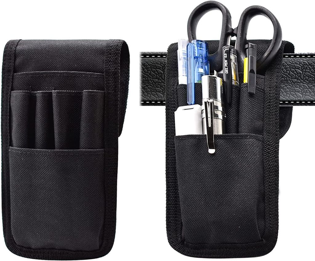 Set mit 2 Gürtel-Stifthaltern, multifunktionales, verstellbares taktisches Federmäppchen, abnehmbares Etui für militärische Zwecke, schwarz