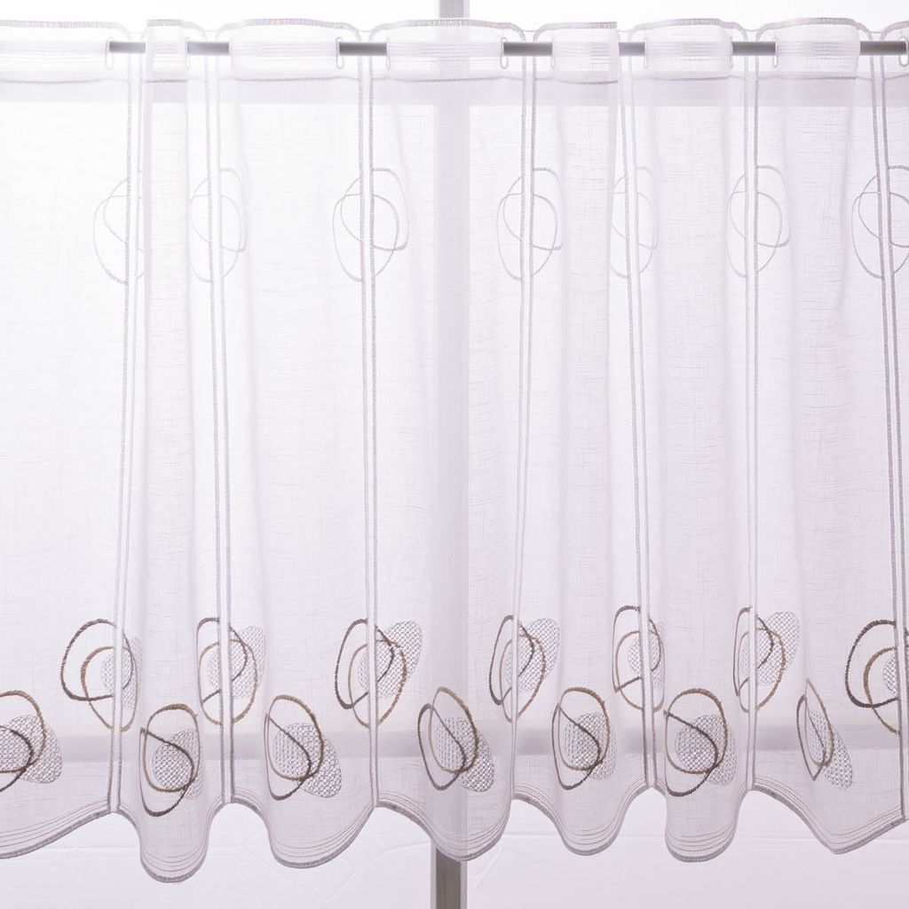 Scheibengardinen Meterware nähfrei Stickerei Voile weiß 60cm Höhe