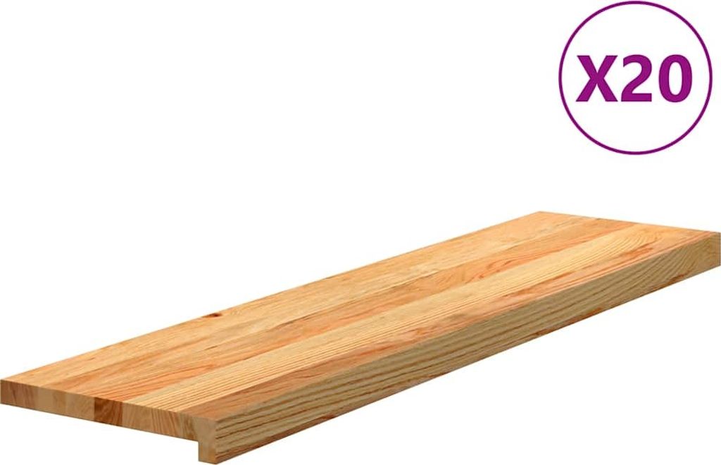 vidaXL Treppenstufen 20 Stk. Hellbraun 100x25x2 cm Massivholz Eiche