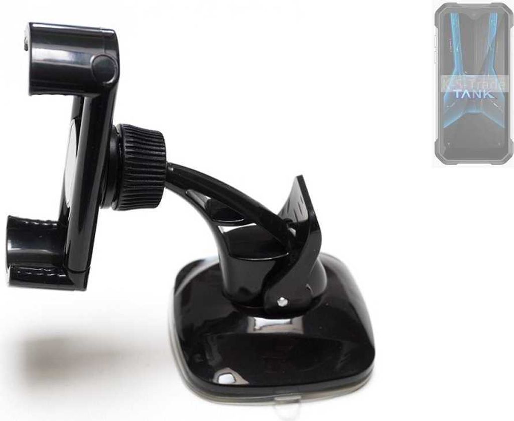 K-S-Trade kompakte Handy-Halterung Windschutzscheibe kompatibel mit Unihertz 8849 Tank Mini 1 Armaturenbrett schwarz Autohalterung KFZ Halter