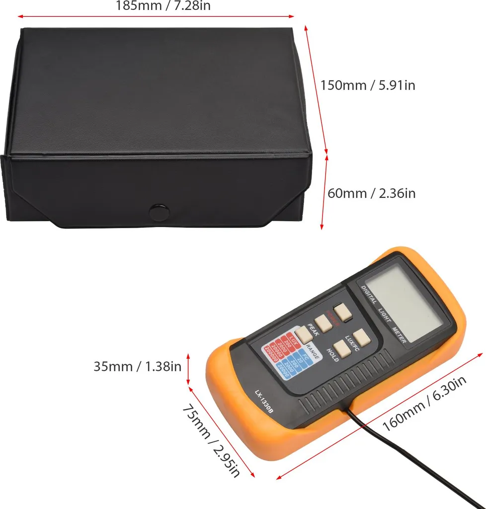 Luxmètre 200 000 lux avec écran LCD rétroéclairé et fonction Max Hold