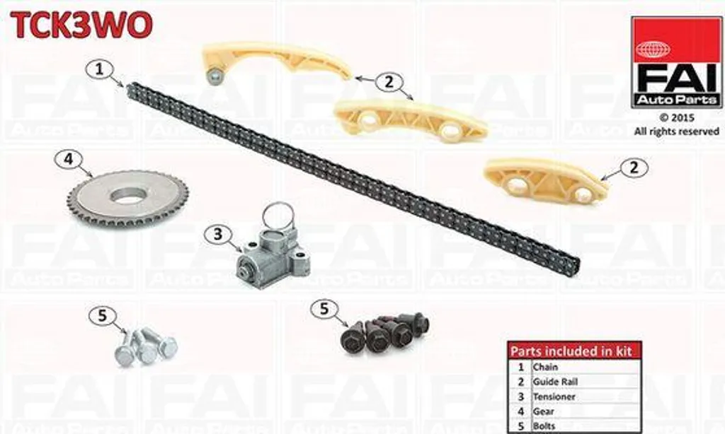 Kit de distribution FAI AutoParts TCK3WO OE 12645237 pour Astra et Zafira