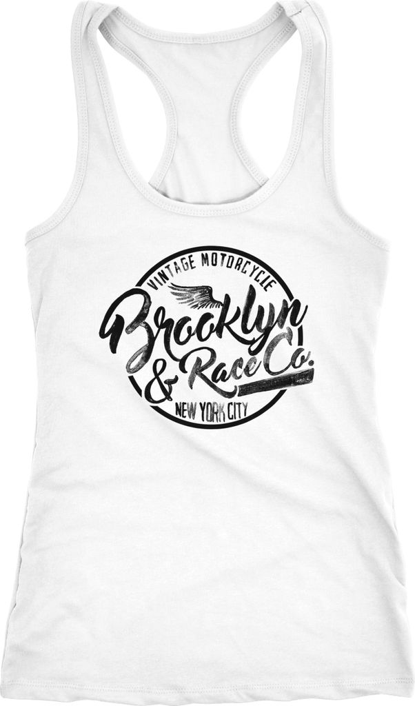 Damen Tank-Top Brooklyn Race Motorcycle Vintage Watercolor Racerback Neverless weiß XXL