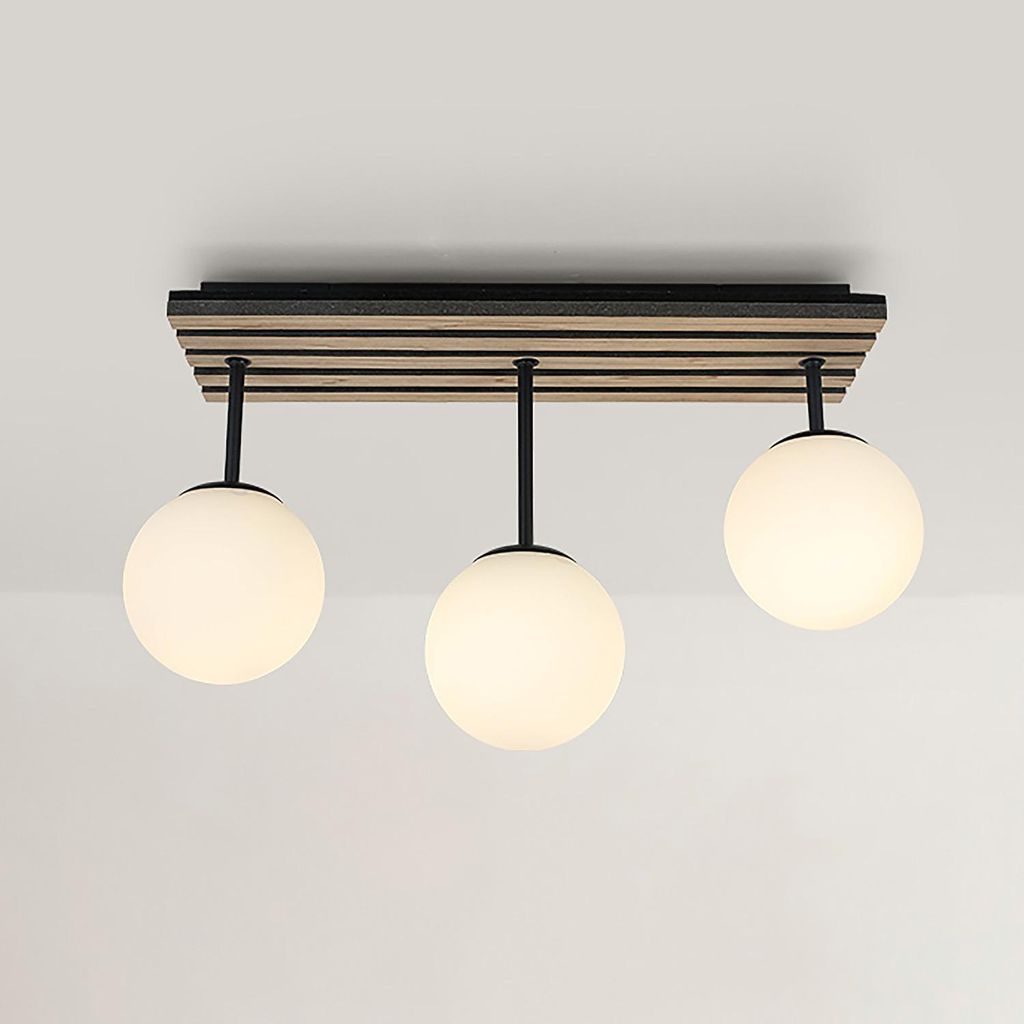 home24 Deckenleuchte - Eisen / Satiniertes Glas - Schwarz Produktbild 