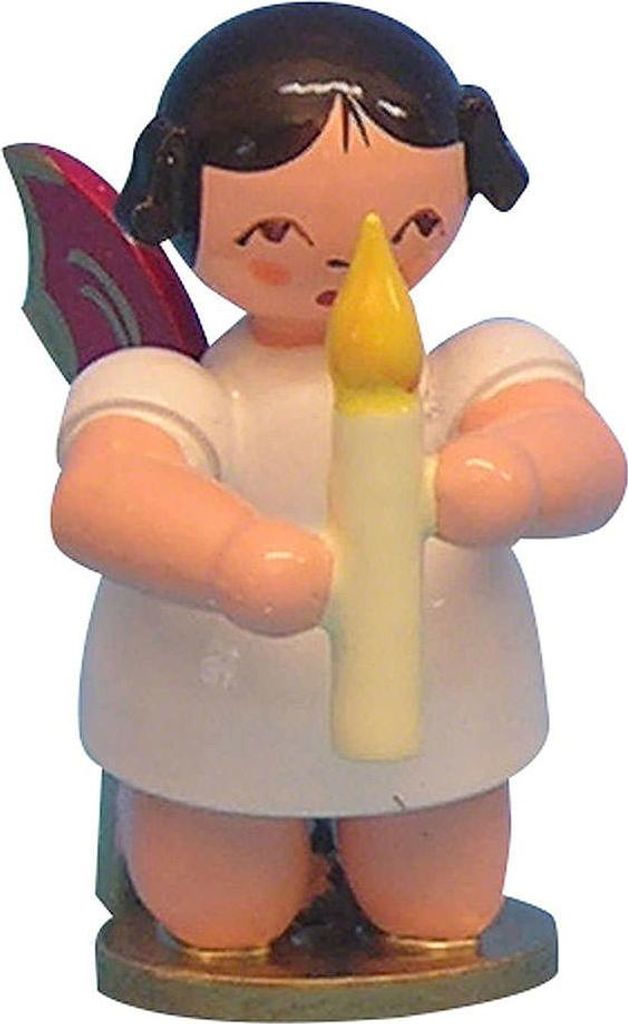 Engel mit Kerze - Rote Flügel - kniend (6cm) von Kunstgewerbe Uhlig