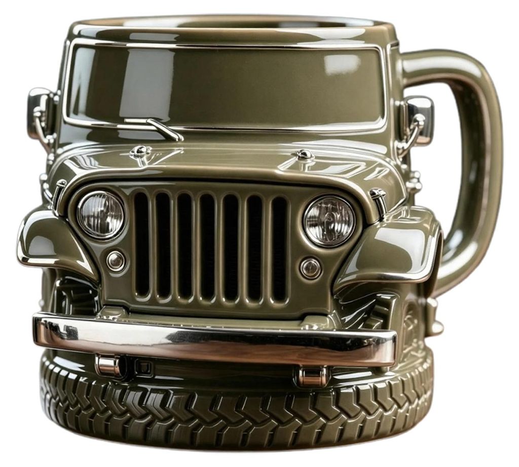 Autoförmiger Kaffeebecher, 325 ml, robuster Reisebecher für Jeep-Fahrer und LKW-Fans, einzigartiges Geschenk für Transportfachleute, spülmaschi...