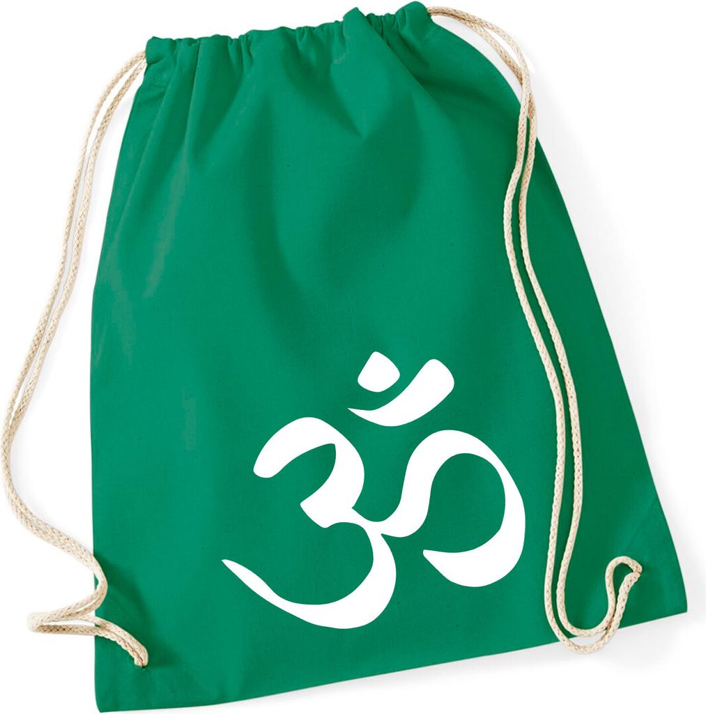 Huuraa Turnbeutel Yoga-Om Symbol 12 Liter Kelly Green Baumwolle Rucksack Geschenkidee